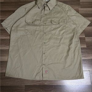 Dickies Beige Unisex Short Sleeve Work Shirt Polyester Cotton Size L